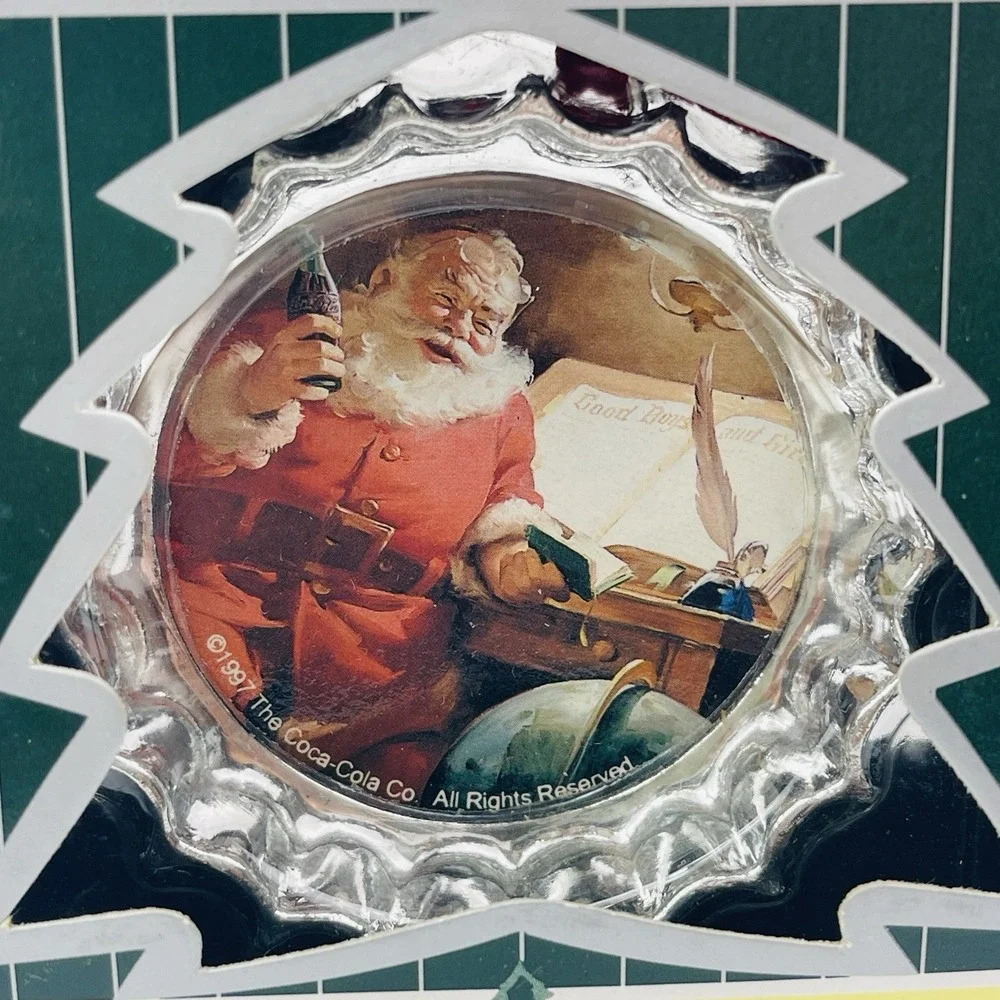 Vintage Coca Cola Ornament Bottle Cap Santa Trim a Tree Collection 1994